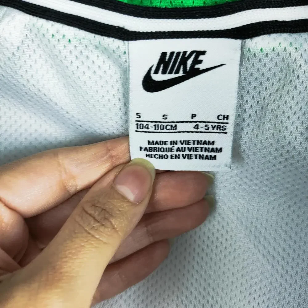 Nike Jacket Kids 4-5Y Green Blue White Hooded Windbreaker Full Zip Mesh Lined